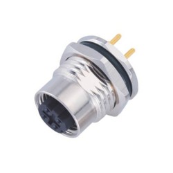 M12 Ethernet Connector D-Coding 4Pin Female PCB Panel Front Mounting Connector CNC Screw