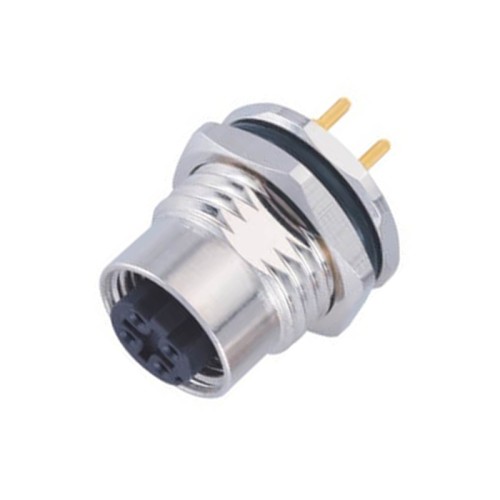 M12 Ethernet Connector D-Coding 4Pin Female PCB Panel Front Mounting Connector CNC Screw