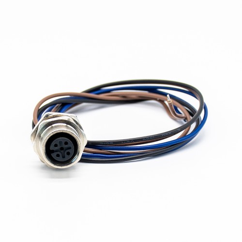 M12 Female Connector With Cable 0.2M A Coded Back Mount Wiring Waterproof 3Pin Straight Socket