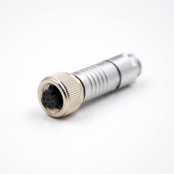 M12 female plug 8-core waterproof A buckle female head 180° assembled connector wiring connector with shield