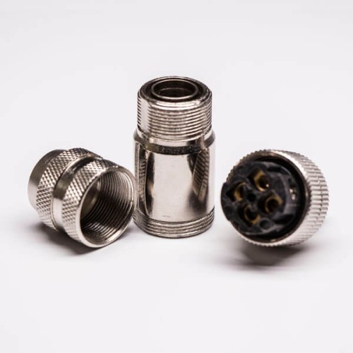 M12 Field Installable Conenctor 4Pin Male A-Code Metal Plug With Screw Termination Shield