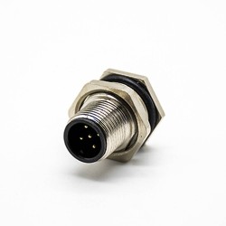 M12 Flush-type 5Pin Male Front Mount Connector With PCB Contacts Waterproof M16X1.5