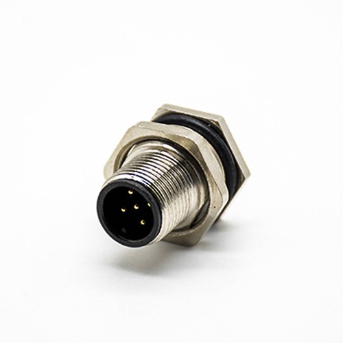M12 Flush-type 5Pin Male Front Mount Connector With PCB Contacts Waterproof M16X1.5