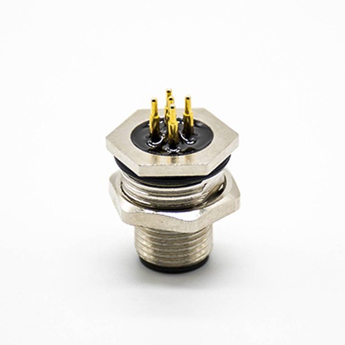 M12 Flush-type 5Pin Male Front Mount Connector With PCB Contacts Waterproof M16X1.5