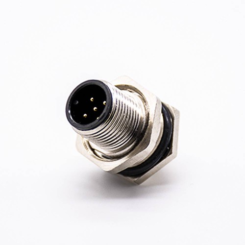 M12 Flush-type 5Pin Male Front Mount Connector With PCB Contacts Waterproof M16X1.5
