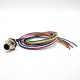 M12 Male Socket A Coded 8Pin Straight Back Mount For Cable 0.2M Solder Waterproof Connector