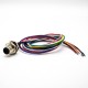 M12 Male Socket A Coded 8Pin Straight Back Mount For Cable 0.2M Solder Waterproof Connector