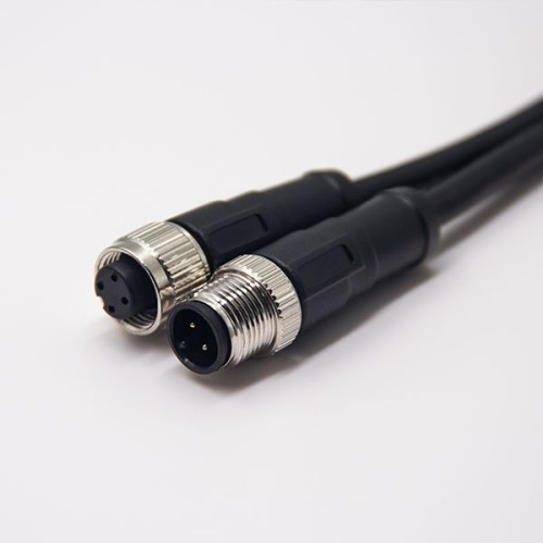 M12 Male To Female Cable 180 Degree A Code 4 Pin Cable Cordset 1M AWG22