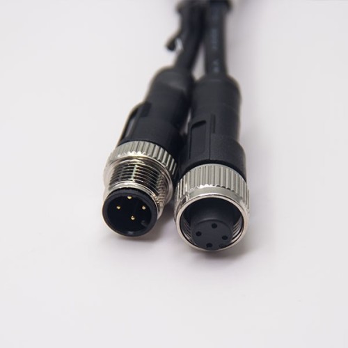 M12 Male To Female Cable 180 Degree A Code 4 Pin Cable Cordset 1M AWG22