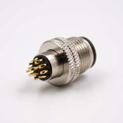 M12 Metal Connector Injection molding Connector A Coded 12 Pin Male Straight For Cable Solder Type Shield Waterproof