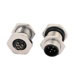 M12 Panel Mount Connector A Coding 5Pin Male Plug For Cable 15PCS