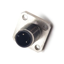M12 Panel Mount Connectors 2 Pin Male Socket Shiled A Code 4 Hole Flange Solder Cup for Cable
