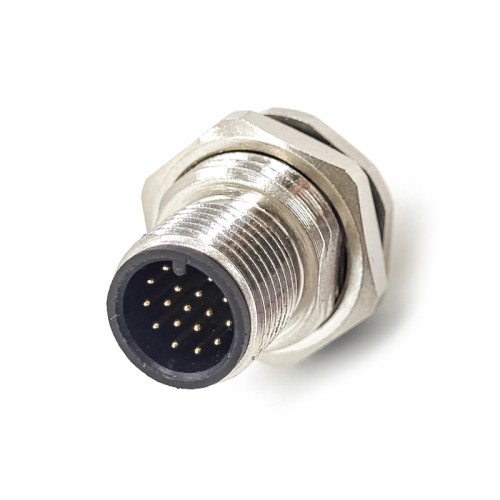 M12 PCB Connector 17 Pin Panel Receptacles A Code DIP Type Front Blukhead Waterproof