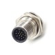 M12 PCB Connector 17 Pin Panel Receptacles A Code DIP Type Front Blukhead Waterproof