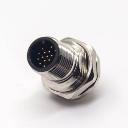 M12 PCB Connector 17 Pin Panel Receptacles A Code DIP Type Front Blukhead Waterproof