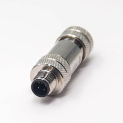 M12 Plug Connector Aviation Sensor Male Shield Straight Waterproof Screw-Joint 4 Pin A Coding