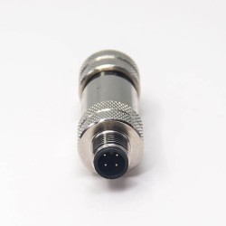 M12 Plug Connector Aviation Sensor Male Shield Straight Waterproof Screw-Joint 4 Pin A Coding