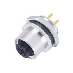 M12 Receptacle Connector PCB Type 4Pin D-Code Female Panel Rear Mounting Socket