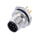 M12 Sensor Connector 5 Pin A Code Male Rear Mounting Waterproof PCB Mount M15 x 1 Thread
