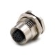 M12 Solder Cup Panel Receptacles Waterproof Shiled A Coded Straight 12 Pin Female Front Mount Cable Solder
