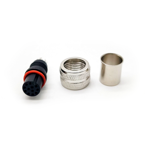 M12 Solder Injection molding Connector A Coded 12 Pin Female Straight For Cable Shield Matel