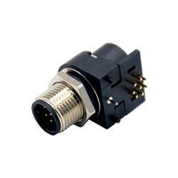 M12 Waterproof Connector 8Pin Male A Code Right Angled PCB Mount Socket 360° Full Shielding Connector