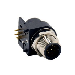 M12 Waterproof Connector 8Pin Male A Code Right Angled PCB Mount Socket 360° Full Shielding Connector