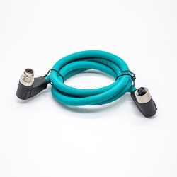 M12 X code 8 Pin Male to 4 Pin Female Right angle Cable Cordsets Blue 1M