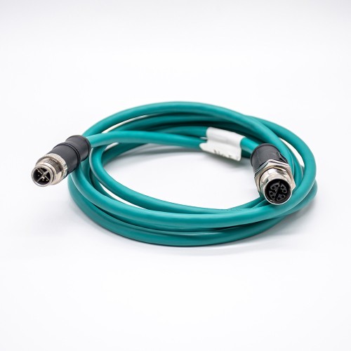 M12 X code Male to Female Straight Cable Cordsets Blue 1M