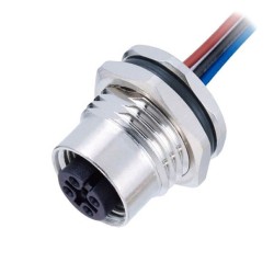 Sensor Connector M12 5Pin A-Coding Female Front Moun With 50CM AWG22 Electronic Wires