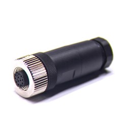 Sensor Connectors 12Pin M12 A-Coded Female Straight Plug Screw Connection Unshiled Waterproof