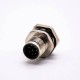 Sensor Receptacle M12 8 Pin Panel Mount Connector Rear Mounting Sodered For Cable