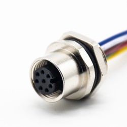 Sensor Receptacle M12 8 Pin Waterproof Connector A Coded Female Straight Back Mount Wiring 0.2M
