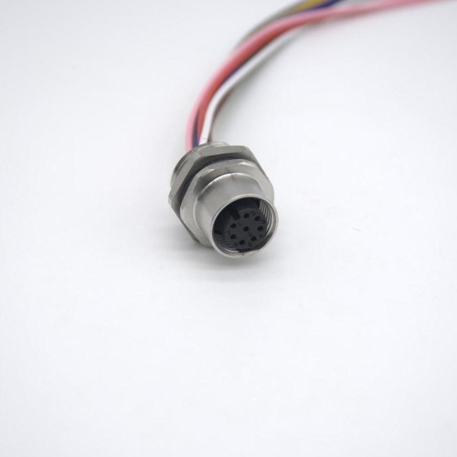 Sensor Receptacle M12 8 Pin Waterproof Connector A Coded Female Straight Back Mount Wiring 0.2M