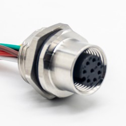 Sensor Receptacle M12 8 Pin Waterproof Connector A Coded Female Straight Back Mount Wiring 0.2M
