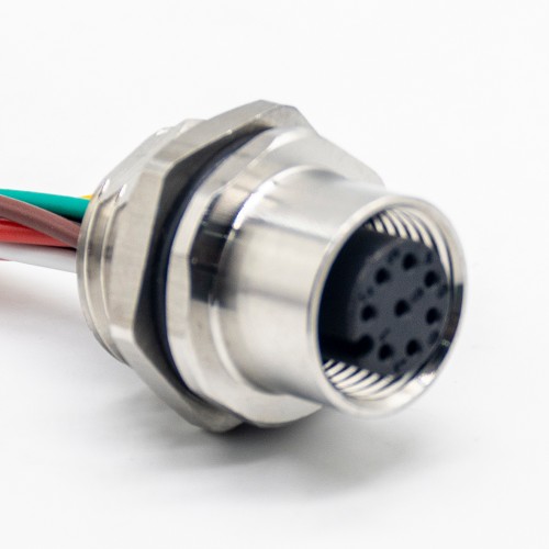 Sensor Receptacle M12 8 Pin Waterproof Connector A Coded Female Straight Back Mount Wiring 0.2M