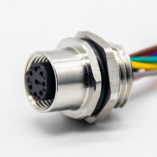 Sensor Receptacle M12 8 Pin Waterproof Connector A Coded Female Straight Back Mount Wiring 0.2M