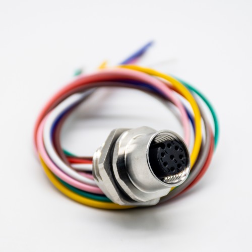 Sensor Receptacle M12 8 Pin Waterproof Connector A Coded Female Straight Back Mount Wiring 0.2M