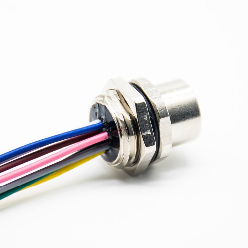 Sensor Receptacle M12 8 Pin Waterproof Connector A Coded Female Straight Back Mount Wiring 0.2M