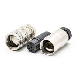 6 pin Female M16 Connector Solder Type Straight Connector Shield