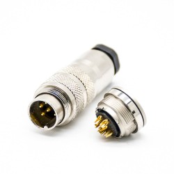 6 Pin Male M16 Connector Plug&Socket Shiel Straight Solder Type