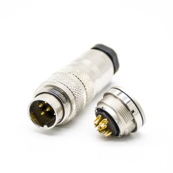 6 Pin Male M16 Connector Plug&Socket Shiel Straight Solder Type 5pcs