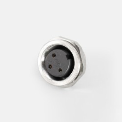 J09 straight 3pin M16 connector female socket back mount IP65 solder type for cable