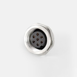 J09 straight female socket back mount 7pin M16 connector IP65 waterproof connector