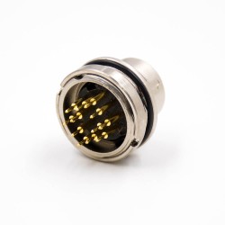 M16 12 Pin Connector Male Panel Receptacles A Coded Waterproof 180 Degree Solder PCB Connector Shield