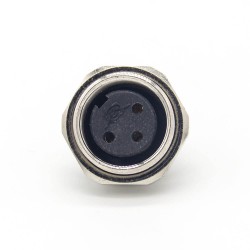 M16 3 Pin Connector Straight Female Waterproof Socket Front Bulkhead Panel Mount for Solder Cup Shield