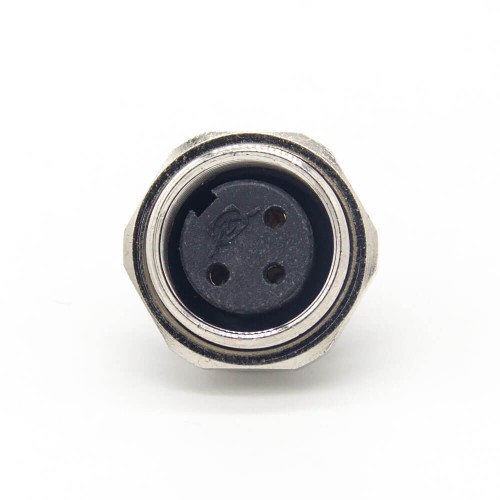 M16 3 Pin Connector Straight Female Waterproof Socket Front Bulkhead Panel Mount for Solder Cup Shield