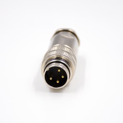 M16 4 Pin Connector Male Waterproof Straight All Metal Shield Field Wireable Connector