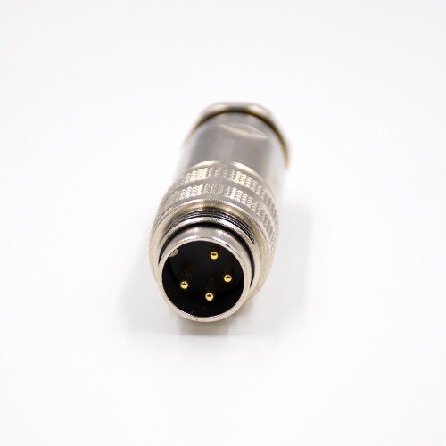 M16 4 Pin Connector Male Waterproof Straight All Metal Shield Field Wireable Connector