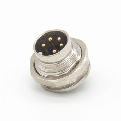 M16 5 Pin Connector 180 Degree Waterproof Front Male Socket Bulkhead Panel Mount for Solder Cup Shield